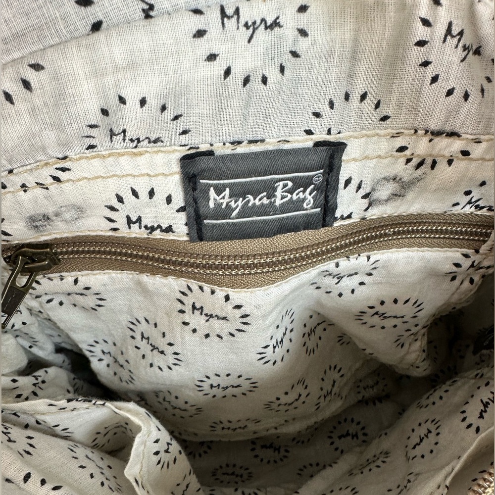 Myra Bag Brown and White Cowhide Shoulder Bag Crossbody Grey canvas western - Picture 6 of 12